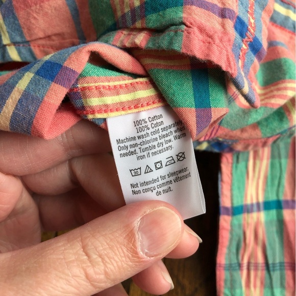 *EUC* Janie and Jack Boys 3-6M Pink/Orange Plaid 100% Cotton Button-Down Shirt - Picture 6 of 8